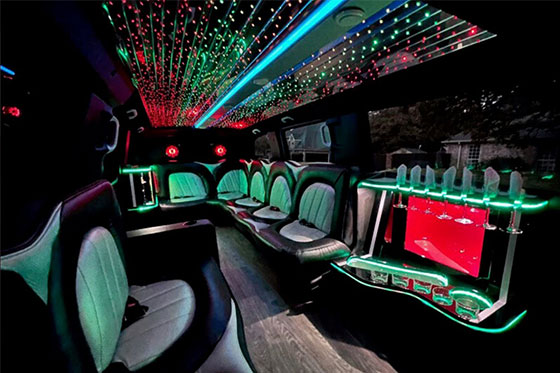 modern white and black limo seats
