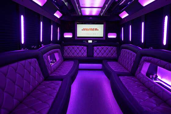 party bus leather seating