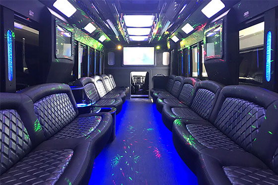 spacious party bus lounge