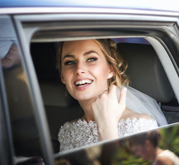 bride in a limo